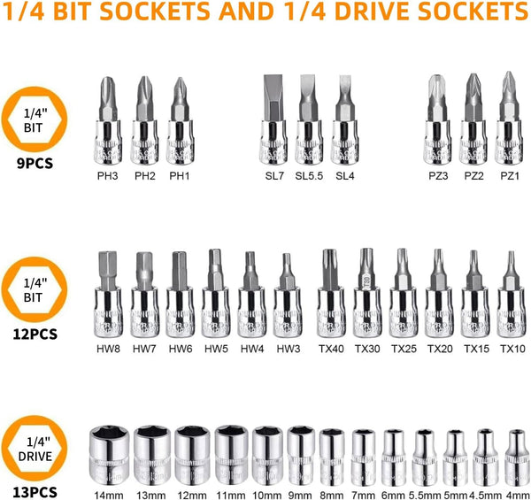 Kit de Herramientas Todo en Uno - 46 LLAVE DE 1/4